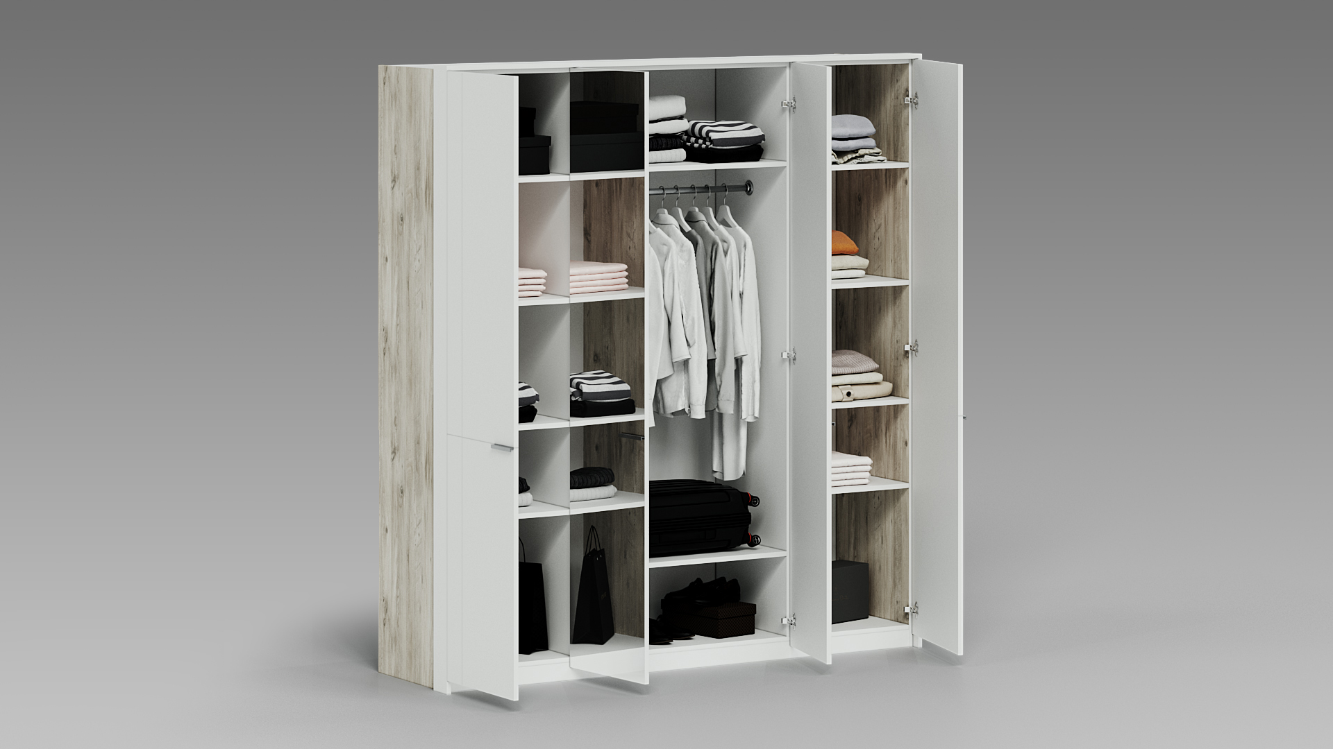 QazNord Шкаф Челси Крафт №4 (QazNord Шкаф Челси Крафт белый №4 ChelseaCRWH4whitemirror Белый)