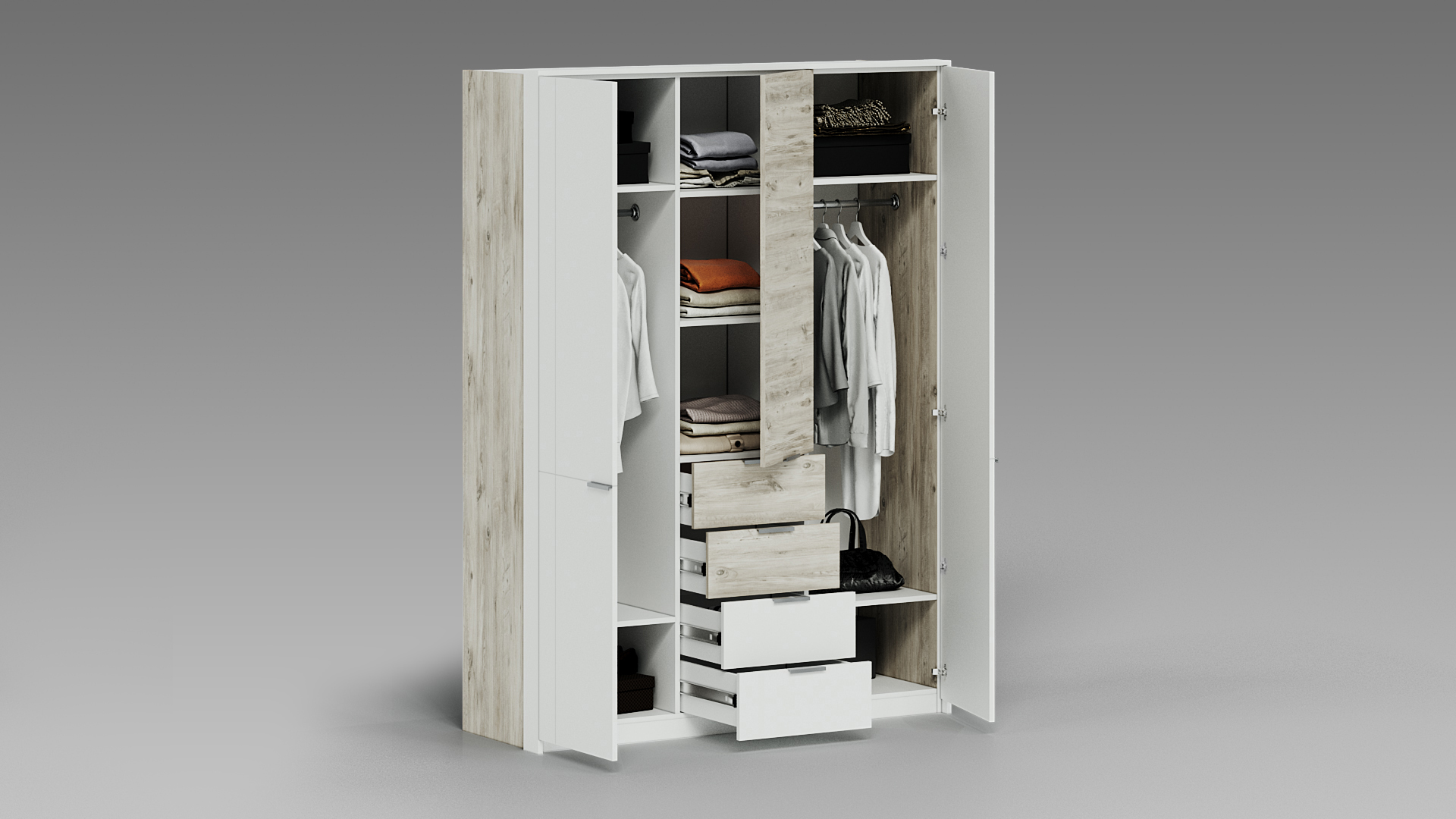 QazNord Шкаф Челси Крафт №3 (QazNord Шкаф Челси Крафт белый №3 ChelseaCRWH3White Белый)