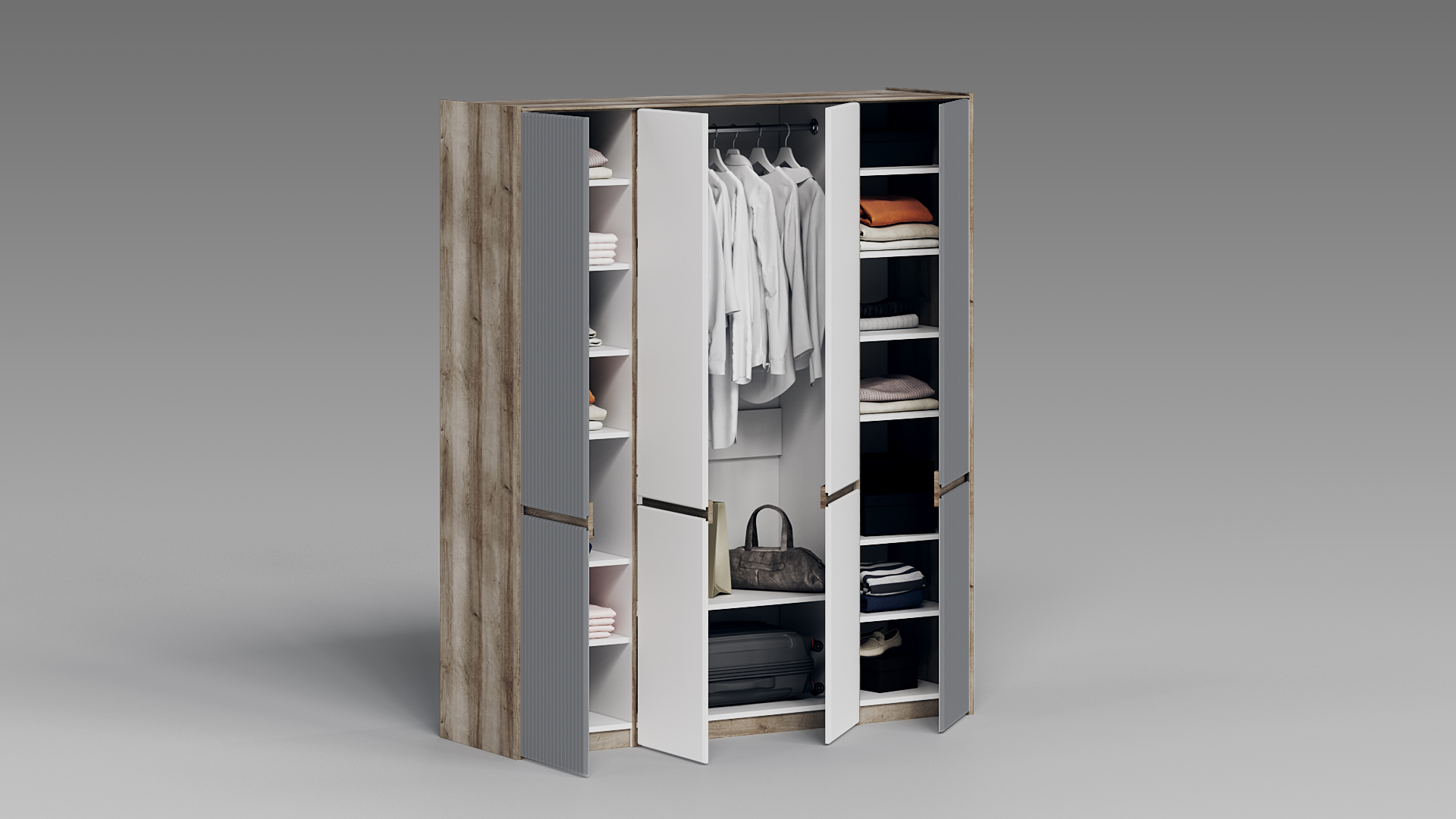 QazNord Шкаф Лео №7 (QazNord Шкаф Лео №7 Leo7WHiteGrey Белый&Грей)